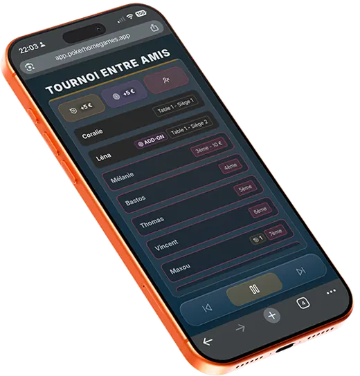 Minuteur poker mobile synchronisé avec l'horloge TV