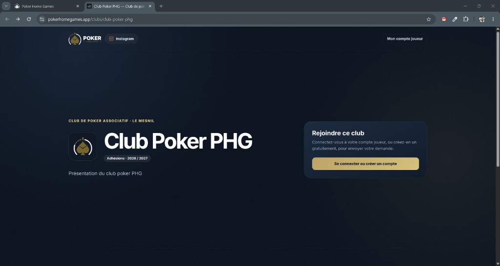 Page publique Mon club