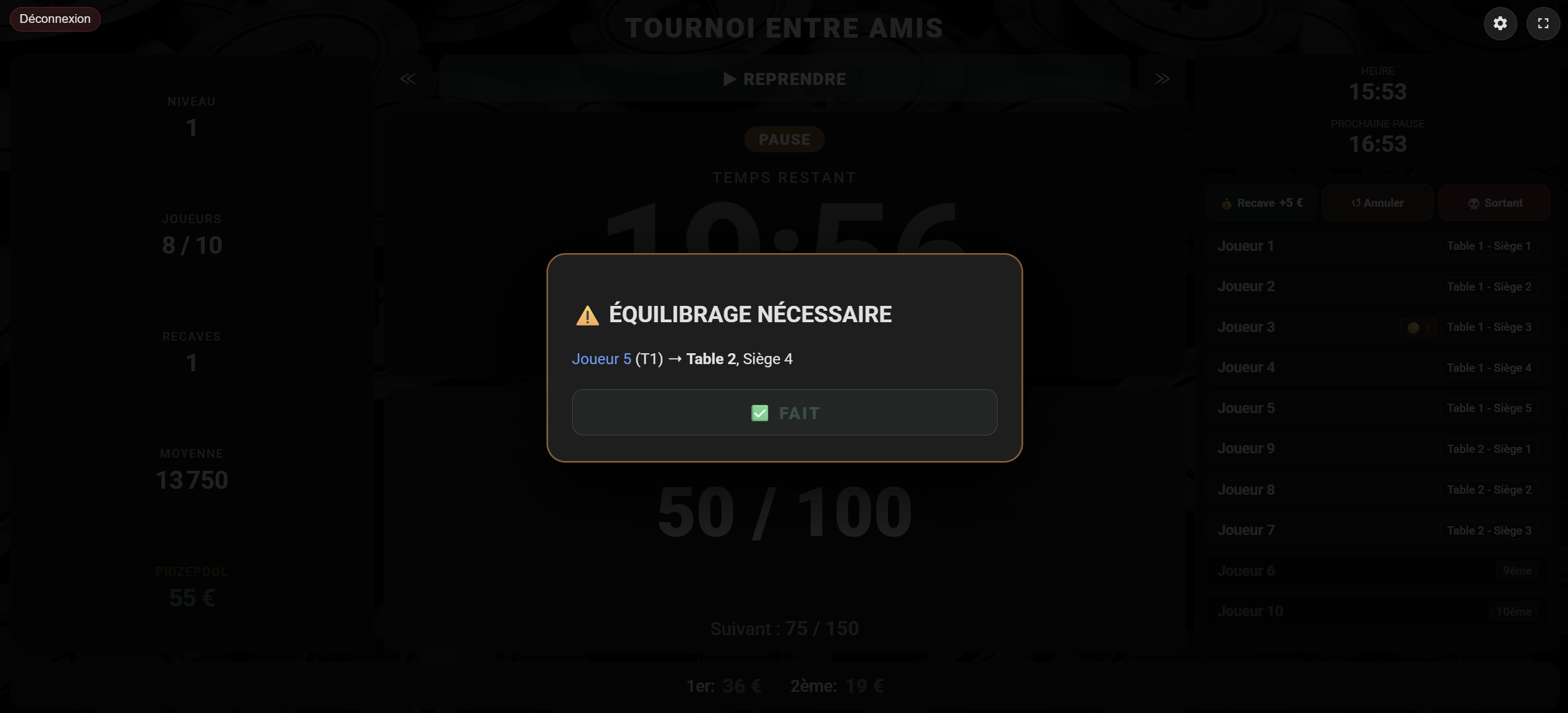 Table management and automatic balancing