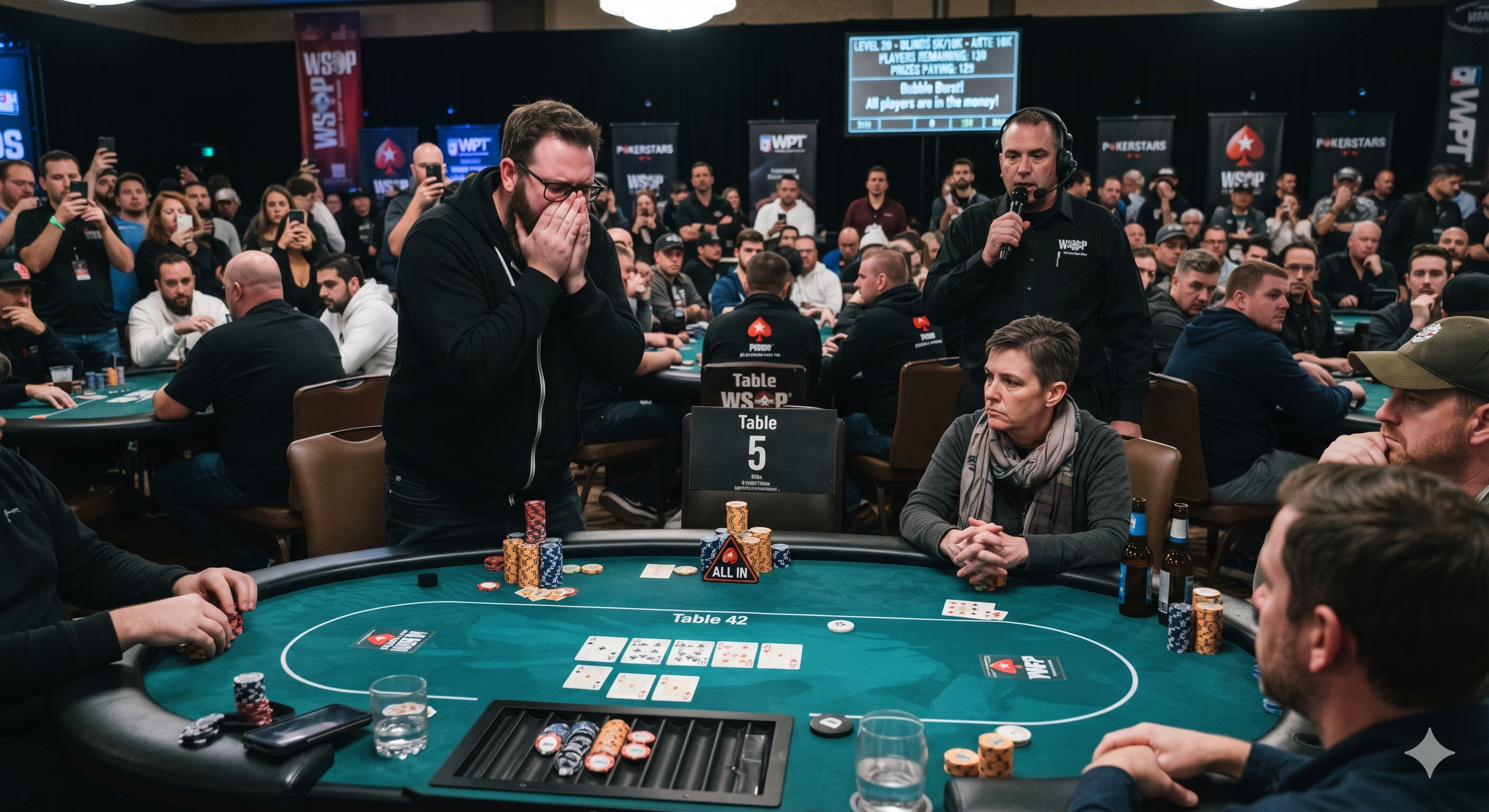 Répartition des gains et lots à la fin d'un tournoi de poker