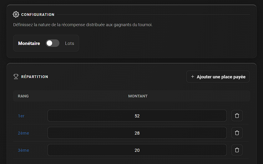 Outil de gestion du Prizepool et du Payout automatisé dans Poker Home Games