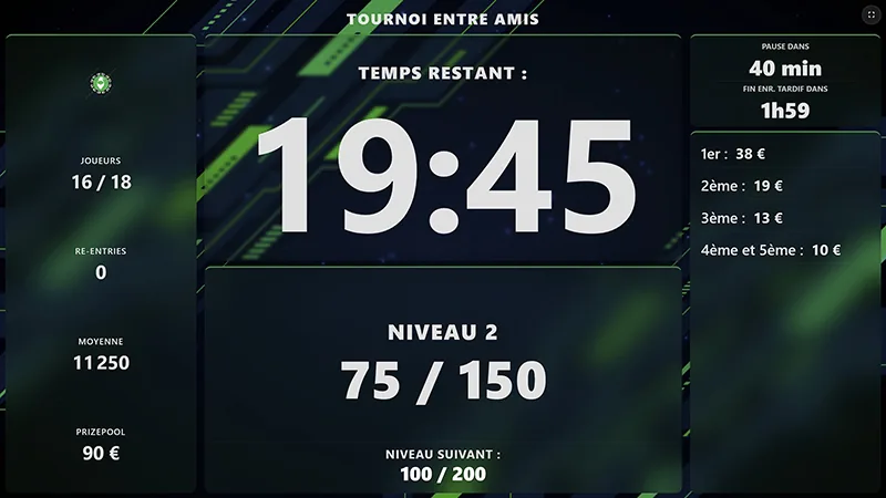 Timer de poker personnalisé avec un logo de club et un fond de casino