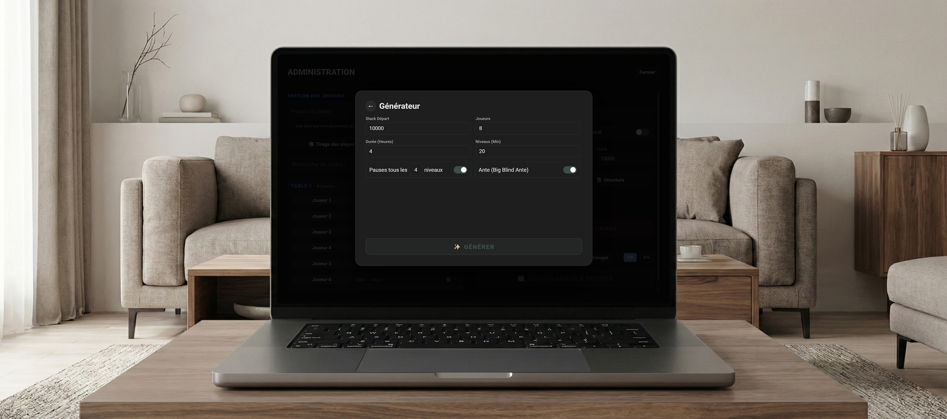 Générateur de structure de blindes et niveaux